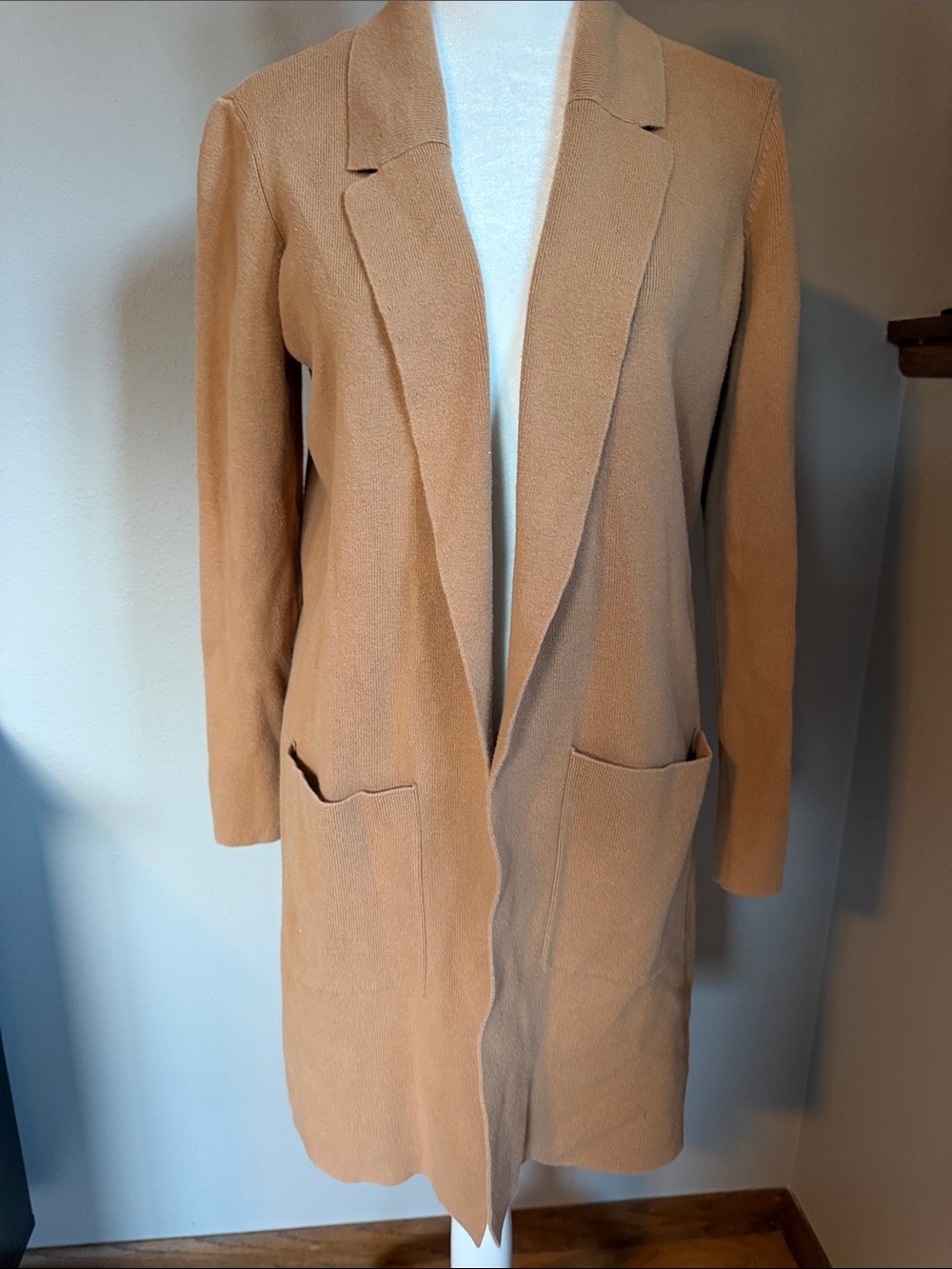 LOFT Camel Tan Open-Front Long Cardigan